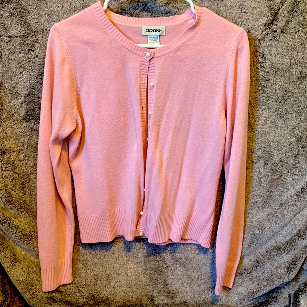 Baby Pink Cardigan w/ Pearl Buttons